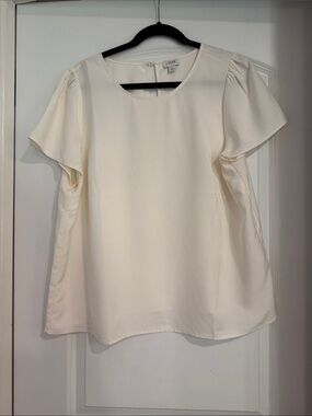 J. Crew Cream Flutter Sleeve Blouse Women’s Top Shirt Career